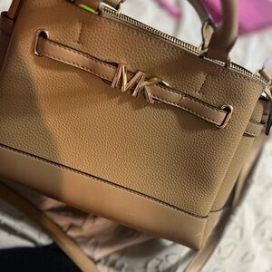 Michael Kors Beige Satchel with Gold Accents